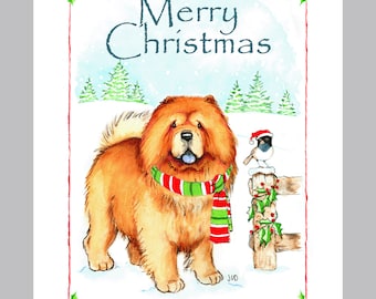 Chow Chow Christmas Cards Box of 16 Cards and Envelopes