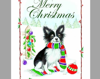 Chihuahua Long Coat Christmas Cards, Box of 16 Cards and 16 Envelopes