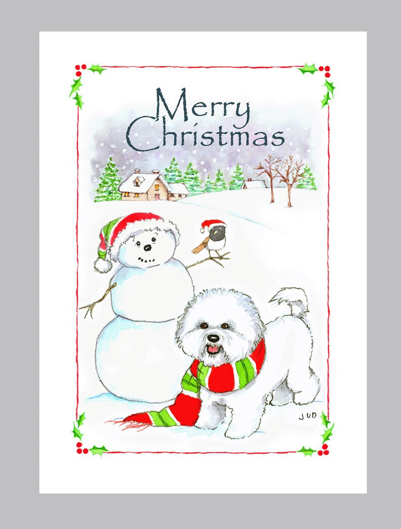 Bichon Frise Christmas Card Box of 16 Cards and Envelopes image 0