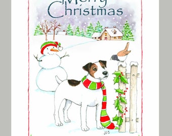 Jack Russell Terrier Christmas Card Box of 16 Cards & Envelopes