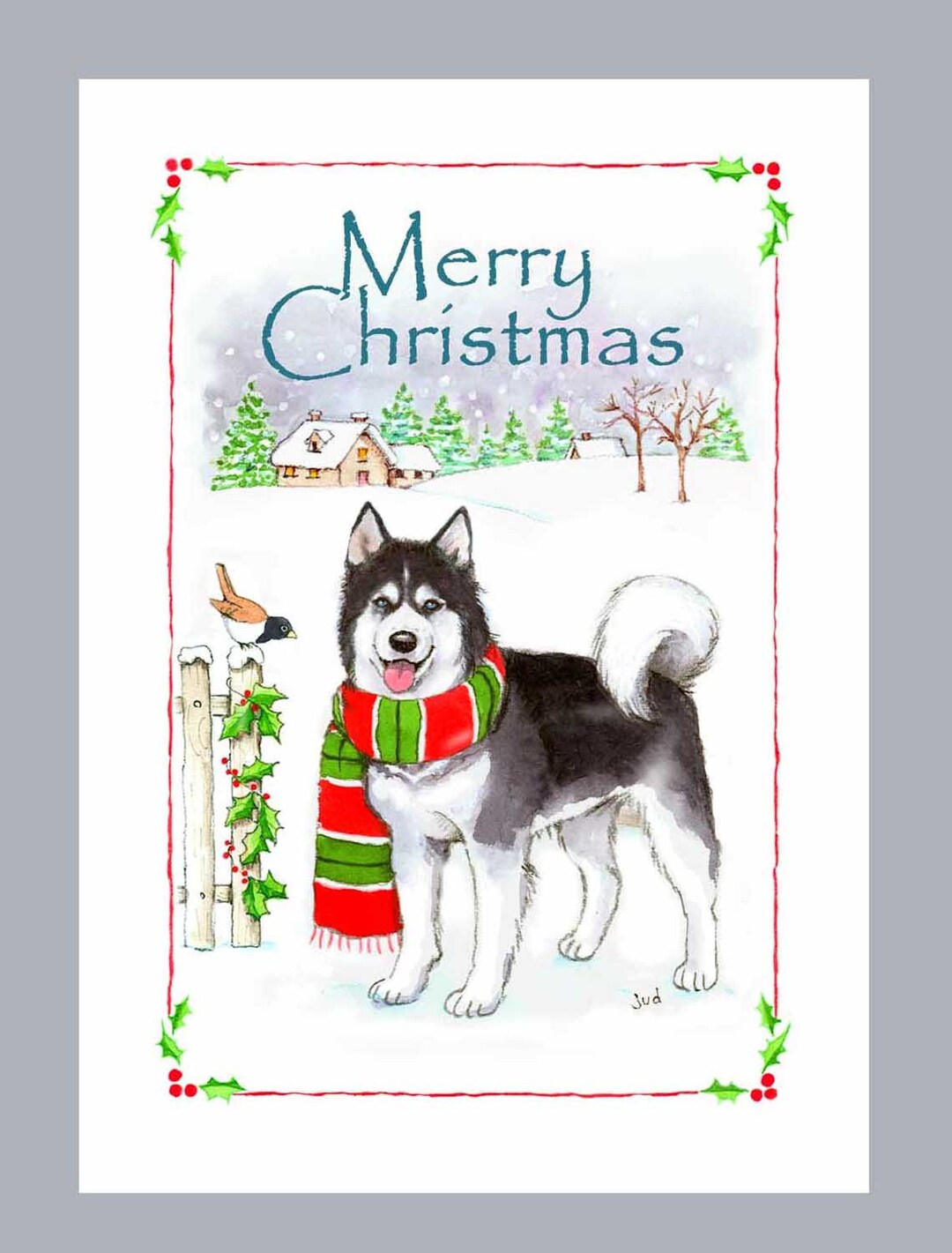 Siberian Husky Christmas Cards 