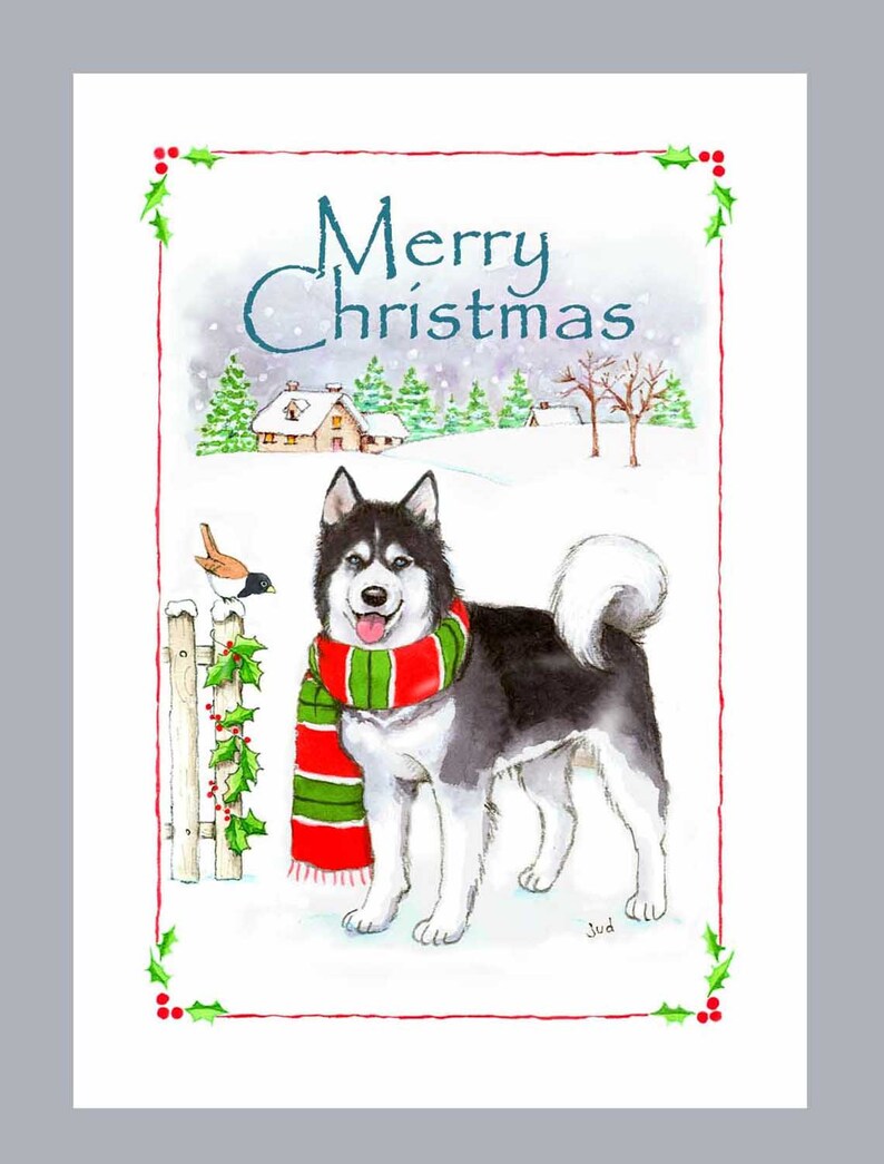 Husky Christmas Card 