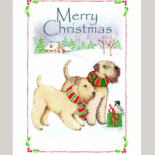 Soft Coated Wheaten Terriers Christmas Cards, Box of 16 Cards with 16 white Envelopes