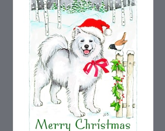 Samoyed Dog Christmas Cards Box of 16 Cards and 16 Envelopes