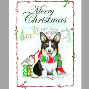 Pembroke Welsh Corgi Christmas Cards, Box of 16 Cards with 16 White Envelopes image 1