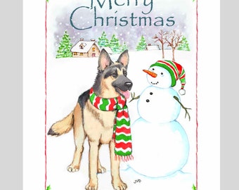 German Shepherd Dog Christmas Cards Box of 16 Cards and Envelops