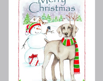 Weimaraner Christmas Card Box of 16 Cards & Envelopes