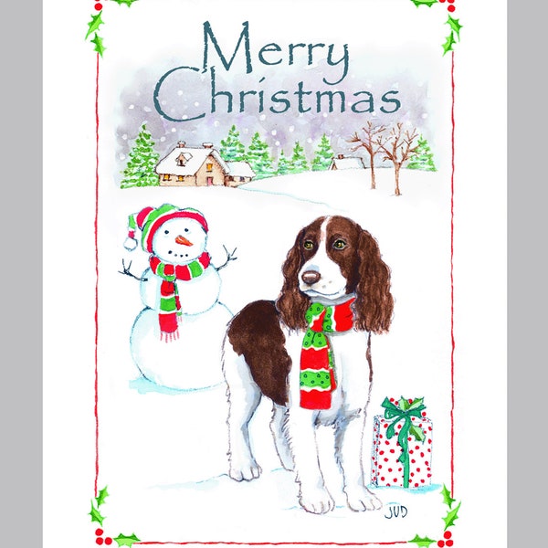 English Springer Spaniel Christmas Card Box of 16 Cards & Envelopes