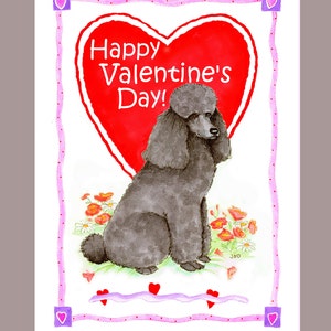 Black poodle Valentine Card image 1