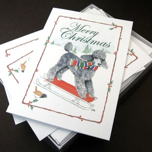 Poodle, Black, Christmas Cards Box of 16 Cards and 16 Envelopes image 2