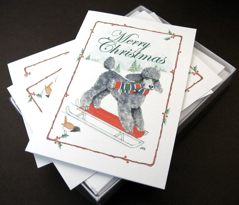 Poodle, Black, Christmas Cards Box of 16 Cards and 16 Envelopes image 2