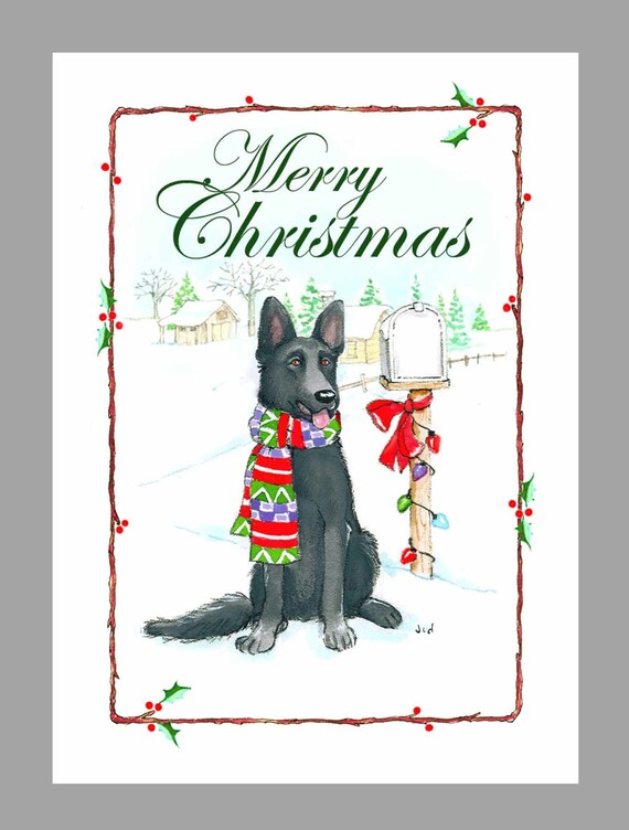 German Shepherd Dog Black Christmas Cards Box of 16 Cards Etsy