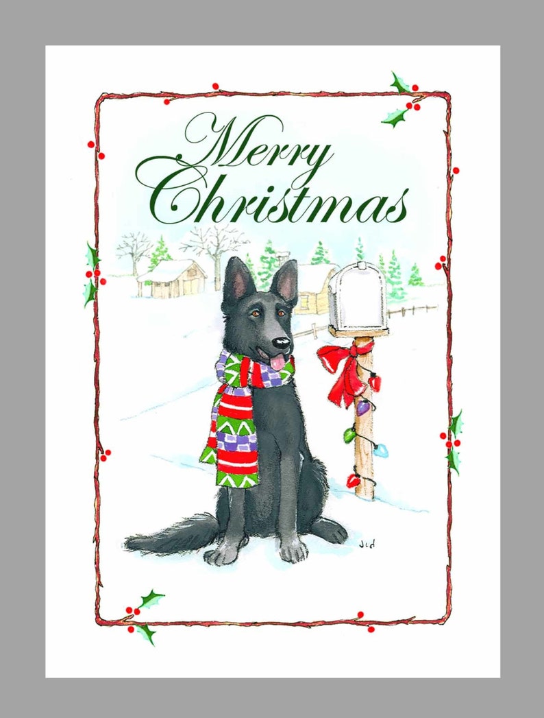 German Shepherd Dog Black Christmas Cards Box of 16 Cards Etsy