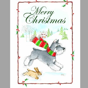 Schnauzer Christmas cards, Box of 16 Cards with 16 White Envelopes image 1