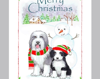Bearded Collie Christmas Card Box of 16 Cards & Envelopes
