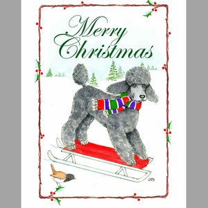 Poodle, Black, Christmas Cards Box of 16 Cards and 16 Envelopes image 1