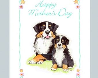 Bernese Mountain Dog Mother's Day Card