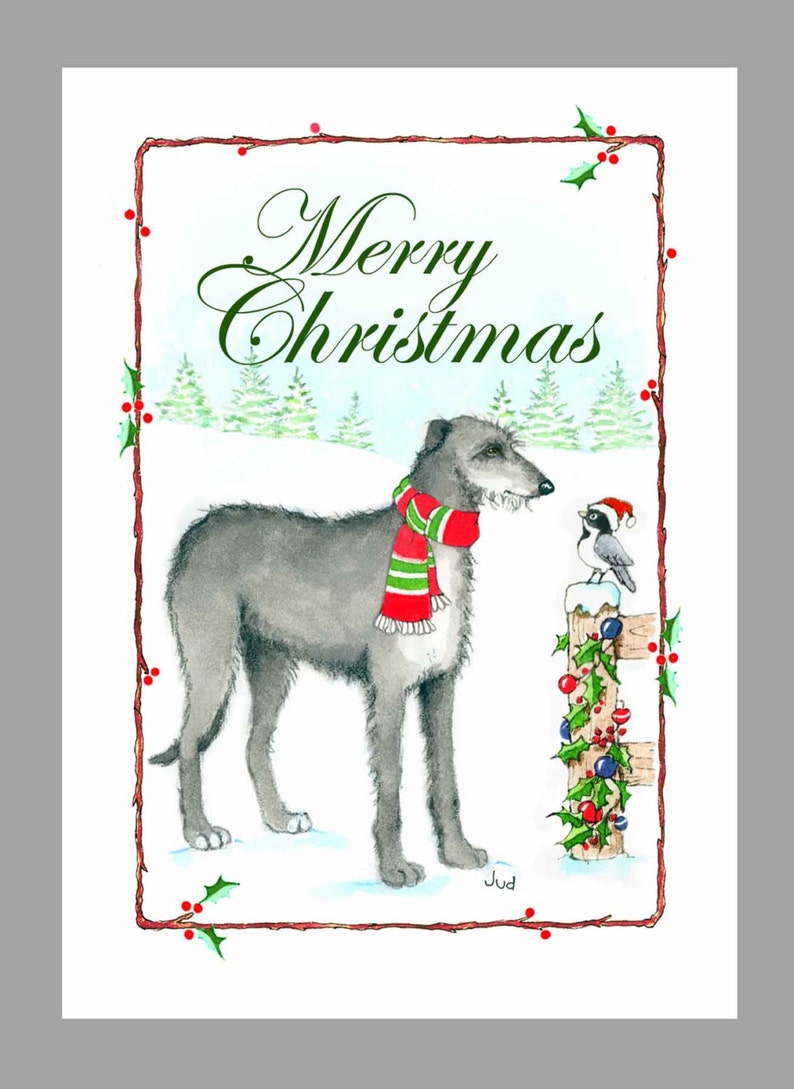 Scottish Deerhound Christmas Cards, Box of 16 Cards and 16 Envelopes image 1