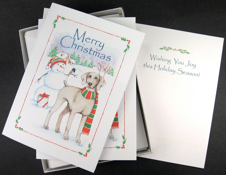 Weimaraner Christmas Card Box of 16 Cards & Envelopes image 2