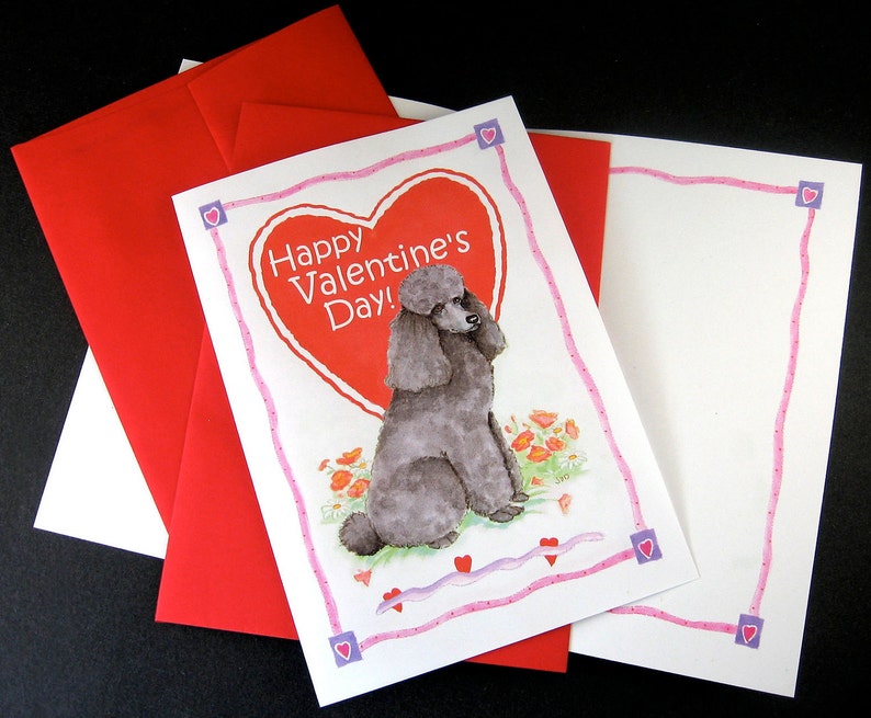 Black poodle Valentine Card image 2