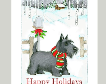 Scottish Terrier Christmas Cards, Box of 16