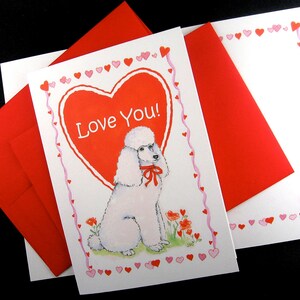 White Poodle Valentine Card imagem 2