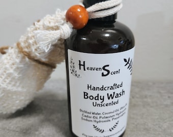 Unscented Body Wash Hand Crafted Liquid Soap 8.5 Ounces