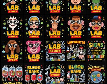 35 Lab Story PNG Bundle, Lab Week 2026, Technicien de laboratoire médical, Phlébotomiste, Assistant de laboratoire clinique C1234