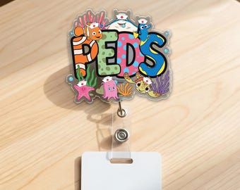 Pediatrics Badge Reel Little Patients, Pediatric Nurse Badge Holder, Cute Finding Nemo Pediatric Nurse ID Reel, Peds Nurse Gift NHPI08