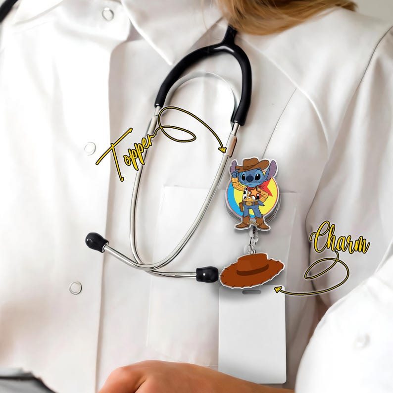 Stitch Woody Toy Story Costume Retractable Badge Reel - Nurse Teacher ID Badge C2DG05 image 9