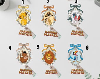 Lion King Badge Reel Cute Character, Simba Timon Pumbaa Inspired, Retractable Nurse ID Holder, Disney Adult Gift for Teacher Nurse C2CN09