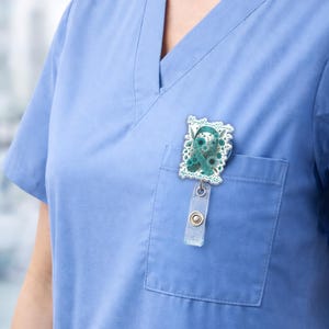 Myasthenia Gravis Badge Reel Teal Ribbon Awareness Nurse ID JDM315-7
