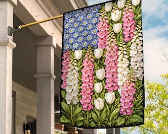 Bandera de jardín con margaritas y tulipanes, decoración exterior FDT, cartel sutil anti-Trump para el jardín, pancarta de libertad, democracia y verdad, regalo demócrata D3GQ23