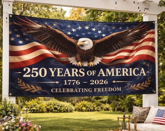 USA 250th Anniversary Banner: Semiquincentennial 1776-2026 Outdoor Fence Decor B-13042602