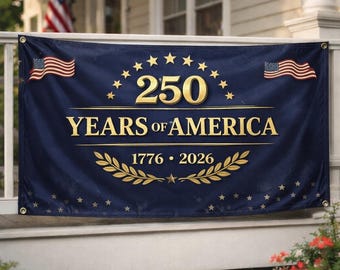 USA 250th Anniversary Banner: Semiquincentennial 1776-2026 Outdoor Fence Decor B-13042602