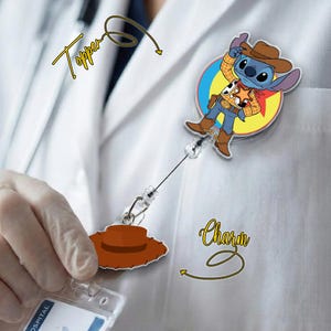 Stitch Woody Toy Story Costume Retractable Badge Reel - Nurse Teacher ID Badge C2DG05 image 8