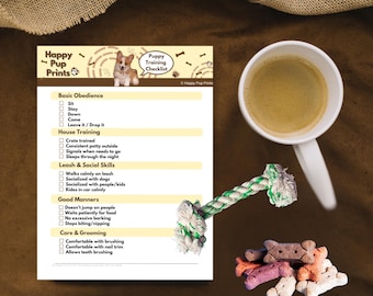 Dog Training Checklist | Printable Puppy Training Chart | Track Potty Training, Obedience, Behavior Progress | Instant Download PDF