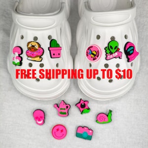 Neon Aesthetic Shoe Charms – Choose Your Design 1–12 – Cute Weird PVC Croc Pins – Y2K Gifts for Teens, Girls, Party Favors