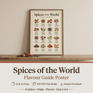 Spices of the World Flavour Guide Poster | Vintage Kitchen Wall Art (Digital Download)