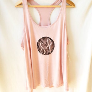 Handstamped &quot;San Francisco&quot; design flowy pink tank top