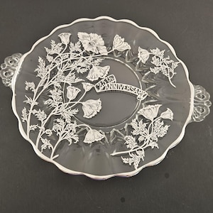Crystal Glass Silver Overlay Plate - Etsy