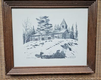 Gail Niebrugge "Chapel on the Hill" Limited Edition Signed and Numbered Pen and Ink Art Print 1980