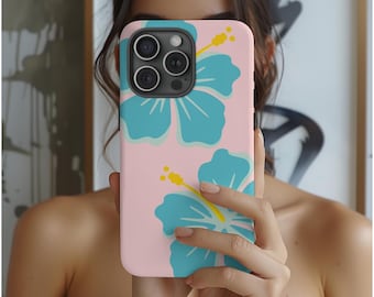 Funda para teléfono con diseño floral de hibisco, estilo playero hawaiano, accesorio de verano, regalo para ella, protección tecnológica de moda, funda hawaiana para teléfono, teléfono tropical