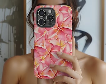 Funda para teléfono con diseño de plumeria tropical, bonito accesorio para teléfono, estilo veraniego, regalo para ella, funda hawaiana, funda floral