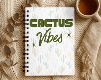 Cactus Vibes Spiral Notebook, Cute Journal, School Supplies, Gift for Students, Cactus Lover Notebook, Eco-Friendly Design, Desert notebook
