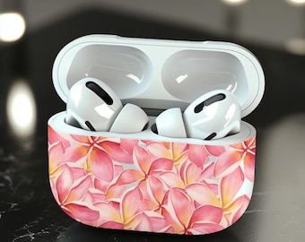Floral AirPod Case, Pink Flower Design, Cute Earbud Cover, Plumeria AirPod Case, Gift for Her, Cute Tech Accessories, Tropical AirPod Case