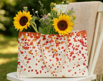 Autumn Leaves Weekender Bag, Fall Travel Tote, Fall Bag, Fall Weekend Getaways, Stylish Autumn Leaves bag, Gift for Her, Fall lover gift