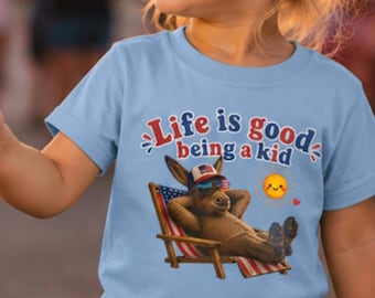Americana-tröja för barn med åsna | Patriotisk t-shirt för småbarn, sommarkul för 4 juli