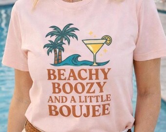 Beachy Boozy Shirt | Funny Beach Vacation Tee | Summer Drinking Shirt | Girls Trip Shirt | Cocktail Beach Graphic Tee
