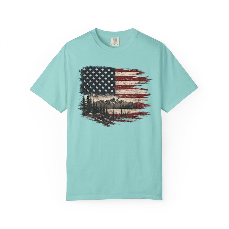 T-shirt met Amerikaanse vlag | T-shirt met bergmotief afbeelding 15